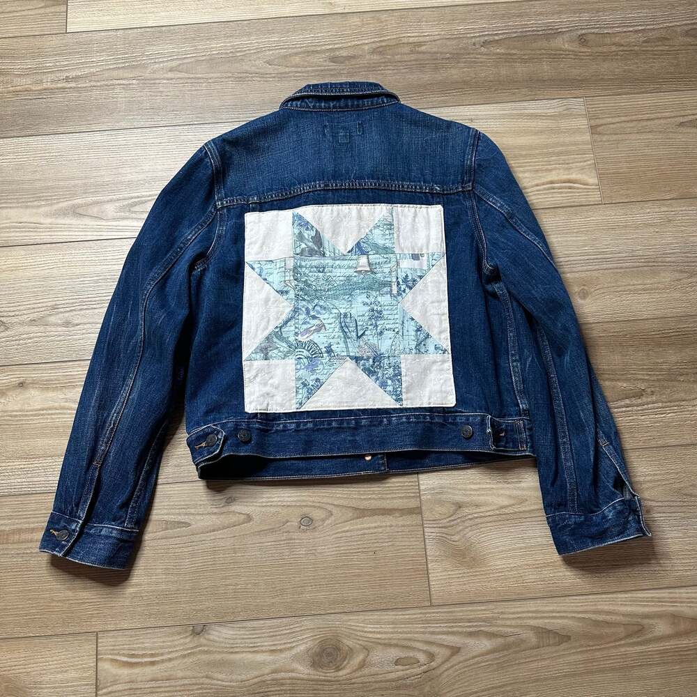 J.Crew Upcycled Quilted Denim Jacket Size Large